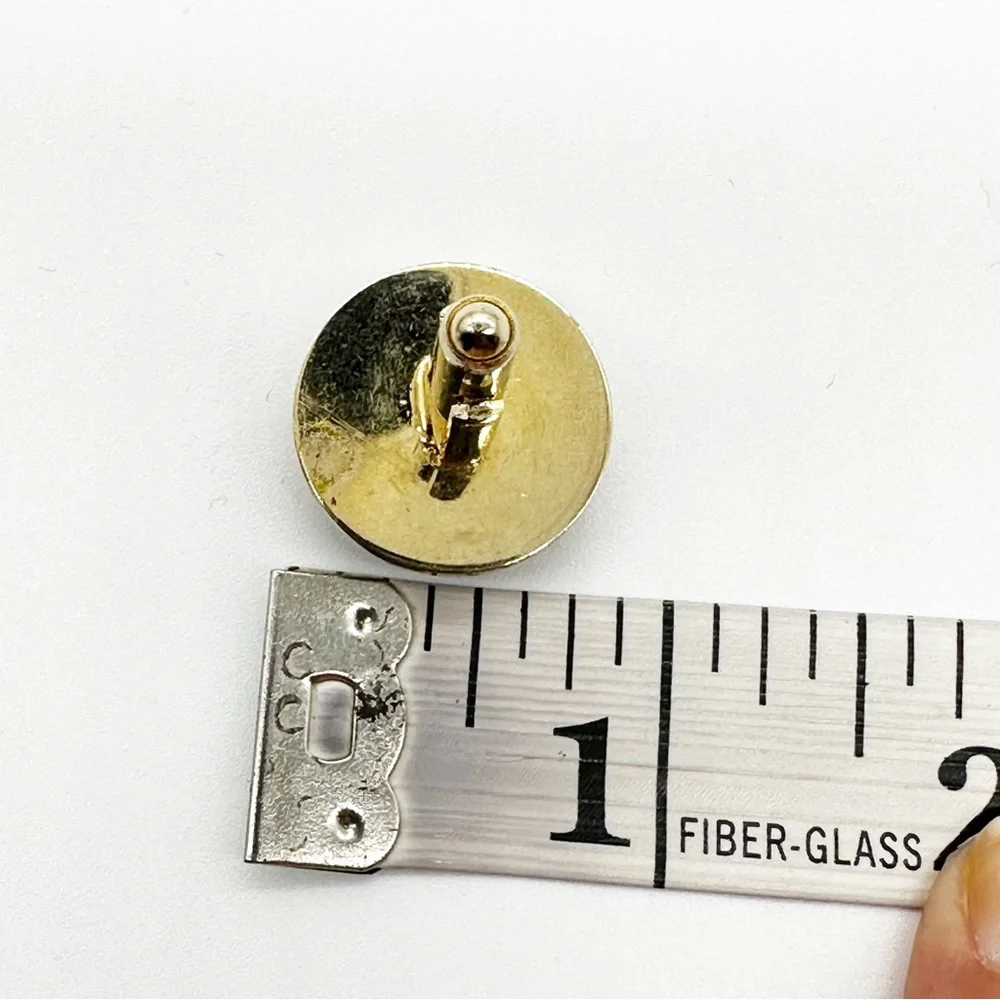 Vintage Brushed Gold Tone & Onyx Round Cufflinks